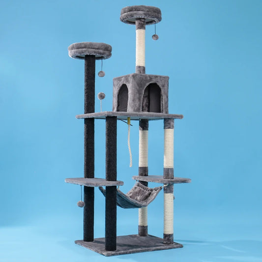 Pet Cat Tree House 7 Kinds House with Hanging Ball Cat Condo Climbing Frame Furniture Scratchers Post for Kitten Cat Playing Toy