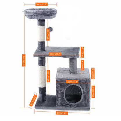 Pet Cat Tree House 7 Kinds House with Hanging Ball Cat Condo Climbing Frame Furniture Scratchers Post for Kitten Cat Playing Toy